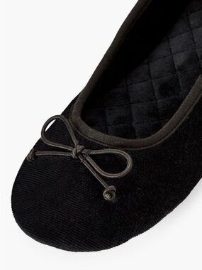 JustFab Black Quilted Ballet Flat with Bow